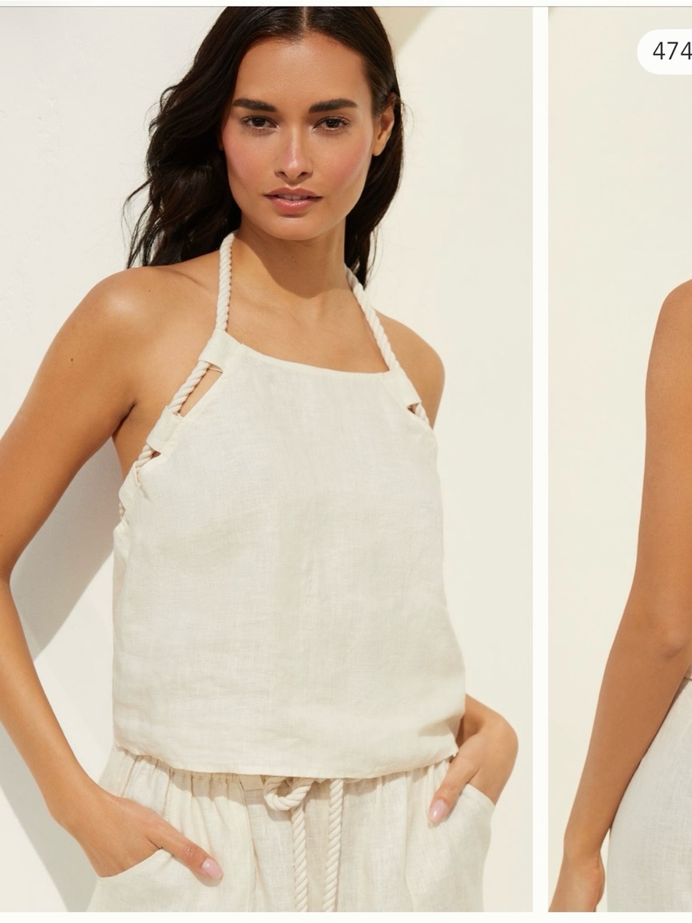 Vitamin A Rope-Strap Cream Halter Coverup